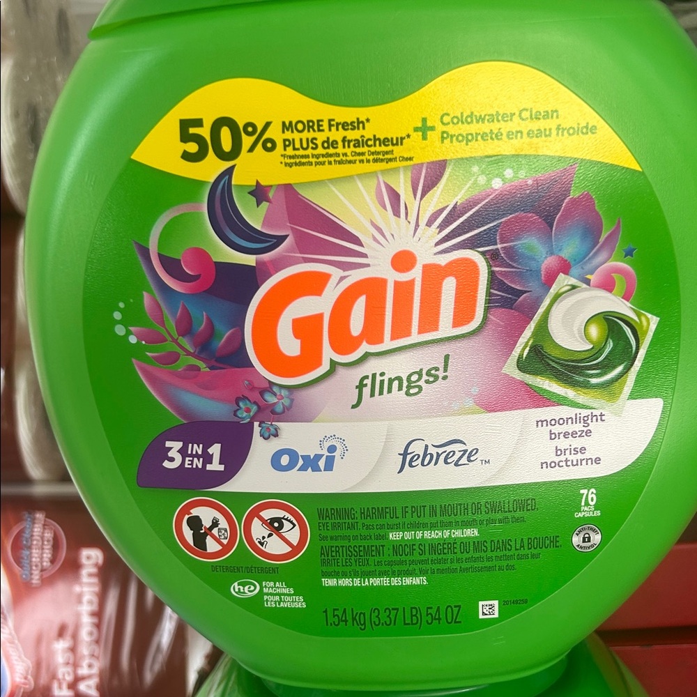 Gain Flings! Laundry Detergent Pacs - Green 76 ct